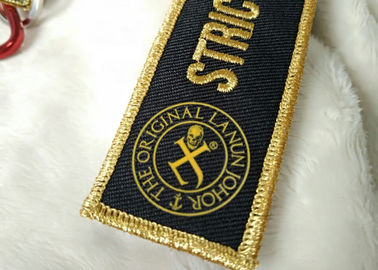2.5cm 3D Gold Embroidery Logo Keychains