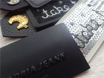 Customized Fashion Embossed Leather Patches For Bags , Garment
