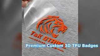 Badges TPU 3D personnalisés pour une marque de vêtements haut de gamme