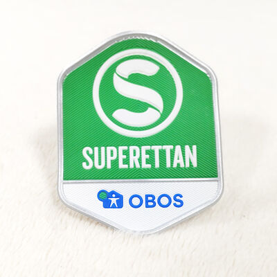 Badge de transfert thermique TPU personnalisé - Logo Superettan OBOS Étiquettes de vêtements en relief 3D pour accessoires vestimentaires