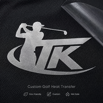 Étiquettes de transfert thermique métalliques personnalisées Transfert de logo de golf pour vêtements de sport, streetwear, polos, vestes OEM ODM écologique sur mesure