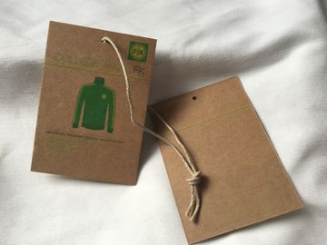L'étiquette de coup de papier de Brown emballage de 3 couleurs, coton de 3mm/coup fait sur commande de vêtement corde de toile étiquette