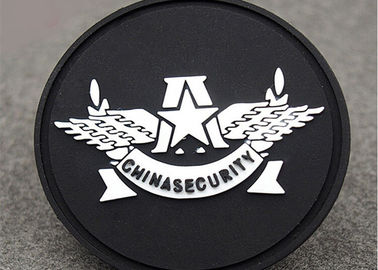 Cousez sur le type forme ronde d'insignes d'habillement de corrections de label fait sur commande de PVC