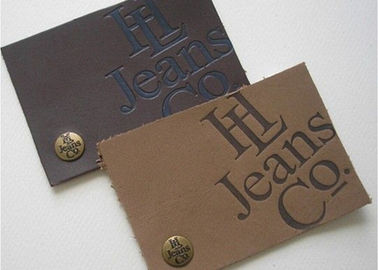 Corrections imprimables de cuir de relief de logo avec des labels d'habillement de cuir de Velcro