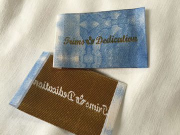 Labels tissés par damassé très utilisée, labels tissés par satin de logo d'impression de Digital