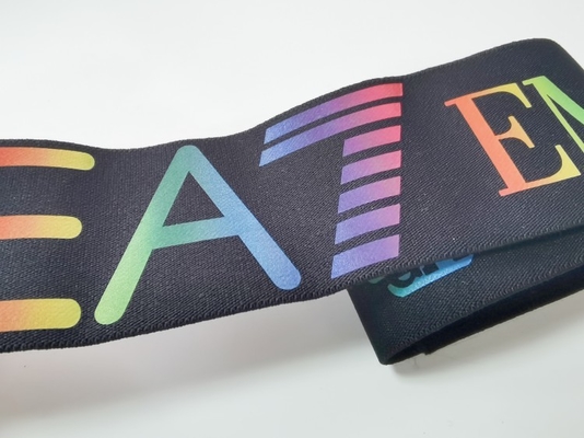 Bande élastique noire de Spandex/nylon 3CM avec le logo coloré adapté aux besoins du client
