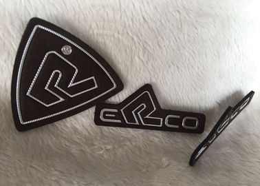 Corrections adaptées aux besoins du client de cuir de relief de suède de Brown, logo à haute densité brillant de Siliver Tpu