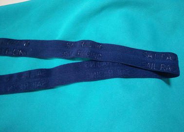 Le polyester 100%/nylon tricoté a plié le ruban élastique avec le logo de relief