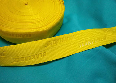 Le polyester 100%/nylon tricoté a plié le ruban élastique avec le logo de relief