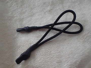 Extracteur noir de tirette avec la corde en nylon avec la fin en caoutchouc pour le vêtement, sac