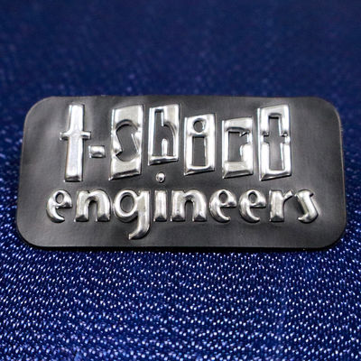 Logo de transfert thermique de métal TPU en argent noir 3D pour vêtements personnalisés