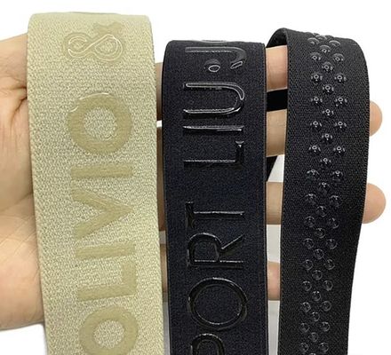 Sangle élastique avec logo 3D personnalisé, silicone brillant mat, sangle en polyester pour accessoires de vêtement
