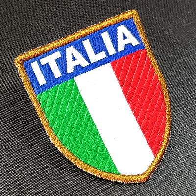 Écusson brodé personnalisé drapeau bouclier d'usine, étiquette de vêtement personnalisée, écusson à coudre