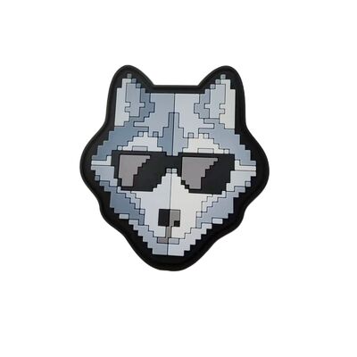 Emblème personnalisé en silicone 3D - Écusson thermocollant en silicone en forme de loup en pixel art pour vêtements