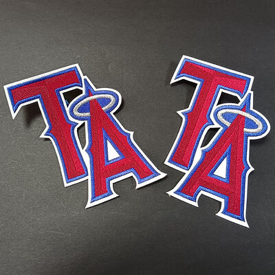 Embroidered Patch - Red & Blue with Halo, Iron-On/Sew-On Apparel Backpack Decoration Badge