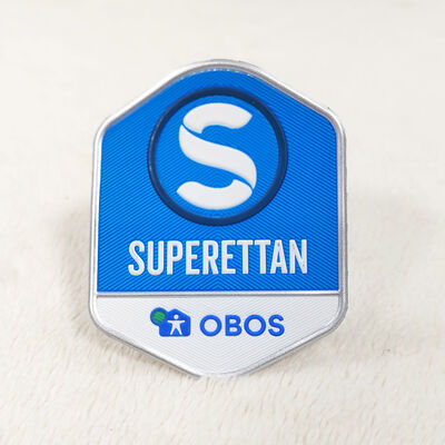 Badge de transfert thermique TPU personnalisé - Logo Superettan OBOS Étiquettes de vêtements en relief 3D pour accessoires vestimentaires