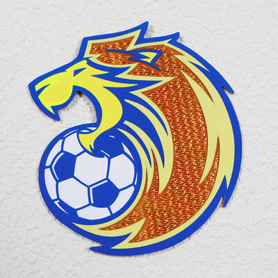 Patch de tatami imprimé en silicone Badge de transfert thermique de conception Lion & Soccer pour vêtements de sport