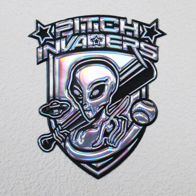 Patch de tension TPU iridescent personnalisé - Badge de logo extraterrestre 3D holographique pour vêtements de sport