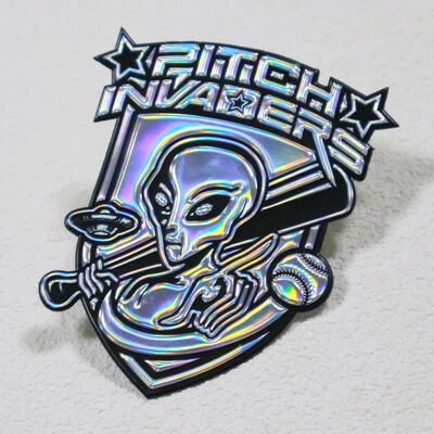 Patch de tension TPU iridescent personnalisé - Badge de logo extraterrestre 3D holographique pour vêtements de sport