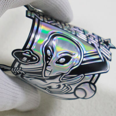 Patch de tension TPU iridescent personnalisé - Badge de logo extraterrestre 3D holographique pour vêtements de sport