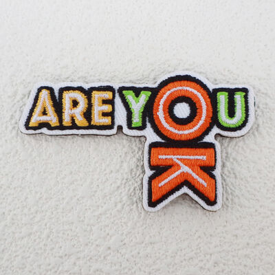 Custom Embroidered Patch with Hook and Loop Backing - "ARE YOU OK" Design for Apparel & Accessories