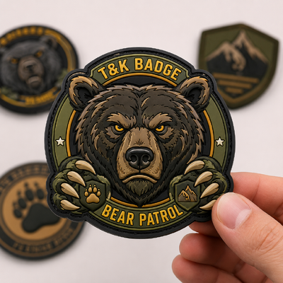 Custom 3D High Frequency TPU Badges featuring silicone material personalized logos and sizes ideal for apparel and clothing patch branding
