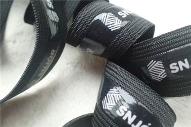 Bande élastique molle de polyester de mode, bande élastique noire avec le logo d'impression d'écran
