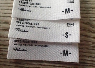 Labels d'habillement tissés par coton avec le logo blanc de graphique de fond et d'impression