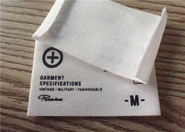 Labels d'habillement tissés par coton avec le logo blanc de graphique de fond et d'impression