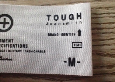 Labels d'habillement tissés par coton avec le logo blanc de graphique de fond et d'impression