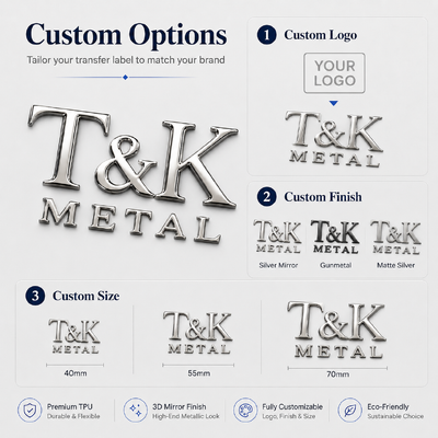 Badges TPU 3D Haute Fréquence Transfert Thermique Logos Personnalisés Souples Durables et Disponibles en Plusieurs Couleurs pour Vêtements