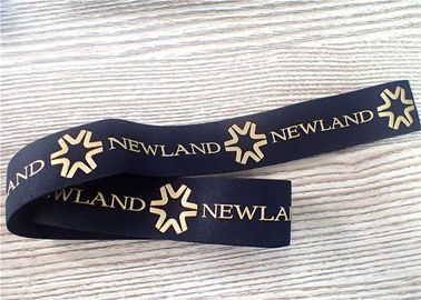 la bande élastique noire de jacquard de 30MM sérigraphient imprimé avec le logo d'or brillant de silicone