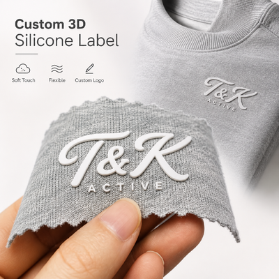 Étiquettes de vêtements de transfert de chaleur en silicone à effet 3D personnalisé résistant au lavage jusqu'à 40 lavages avec des conceptions personnalisées
