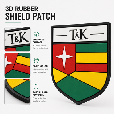 Badge en PVC en caoutchouc 3D personnalisé avec logo surélevé et étiquette écran écologique pour vêtements et sacs