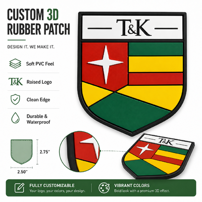 Badge en PVC en caoutchouc 3D personnalisé avec logo surélevé et étiquette écran écologique pour vêtements et sacs