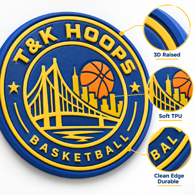 Custom 3D TPU Badge with Raised Team Logo Eco-Friendly Washable High Frequency Clothing Patch