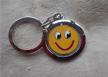 Colorez les cadeaux promotionnels personnalisés argentés de chaîne principale avec le visage jaune de sourire rotatif