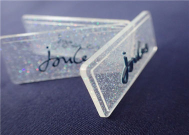 Insigne entièrement transparent personnalisé de PVC avec la poudre colorée pour le vêtement