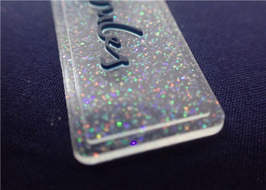 Insigne entièrement transparent personnalisé de PVC avec la poudre colorée pour le vêtement