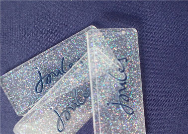 Insigne entièrement transparent personnalisé de PVC avec la poudre colorée pour le vêtement