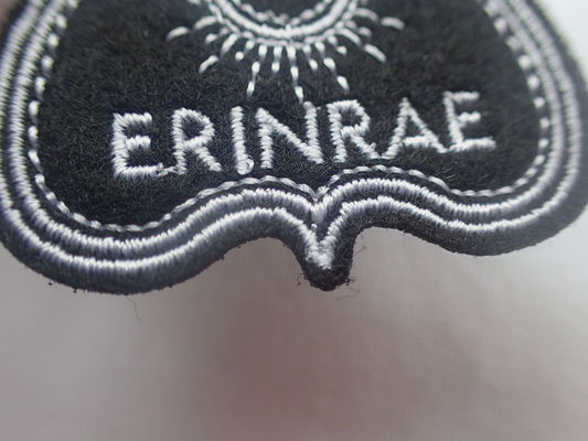 Les pelles noires que le coeur a brodé le fer de Chenille sur soutenir cousent sur la correction de tissu
