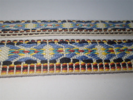 Style national coloré tissé fait sur commande de bande de haute résistance de jacquard de coton