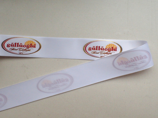Bande de tissu de polyester de sangle de vêtement avec le logo imprimé par écran en soie