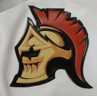 Le transfert de chaleur de vêtements de sport marque imprimer 3D TPU logo d'or en plastique