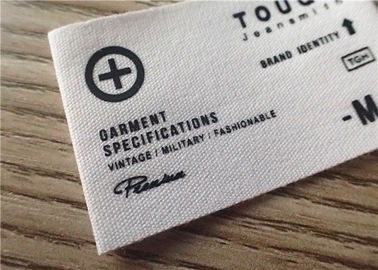 Labels d'habillement tissés par coton avec le logo blanc de graphique de fond et d'impression