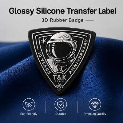 Étiquette de transfert en silicone brillant personnalisé pour les vêtements de sport et la mode
