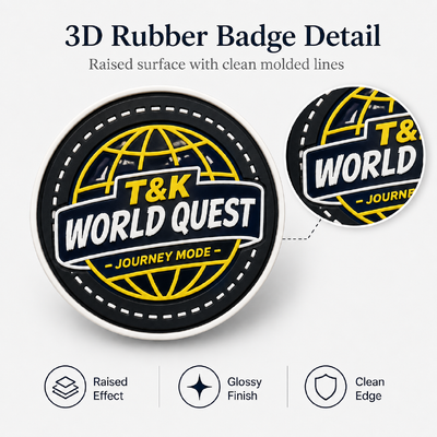 Badges personnalisés durables en TPU 3D haute fréquence fabriqués en silicone, parfaits pour le marquage de vêtements et d'articles d'habillement