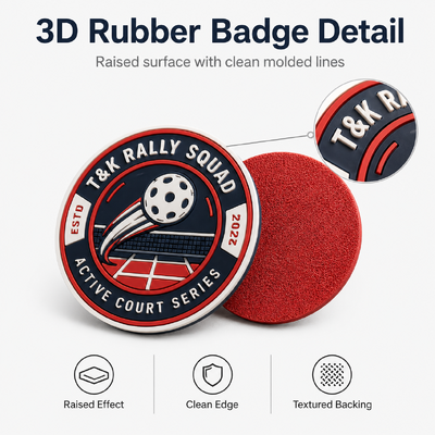 Badges TPU haute fréquence 3D personnalisables avec des conceptions surélevées et des finitions lisses idéales pour améliorer la visibilité et la reconnaissance
