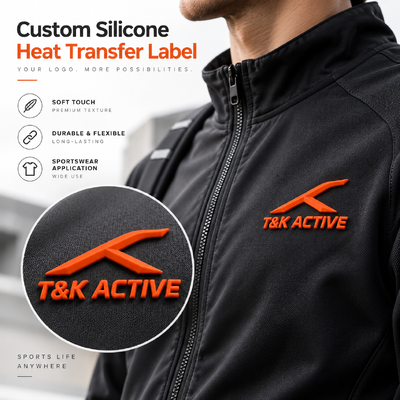 Étiquettes thermocollantes personnalisées en silicone 3D pour vêtements de sport - Résistantes au lavage jusqu'à 40 lavages et écologiques