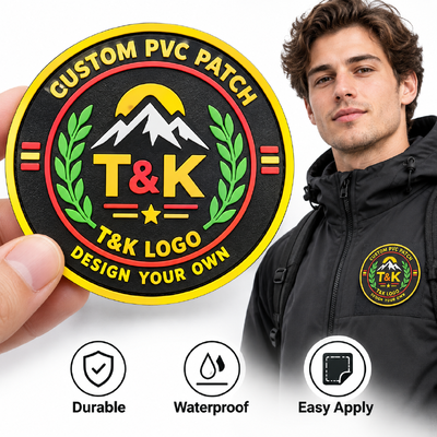 Des patchs en PVC souple personnalisés avec logo 3D pour sacs et vestes